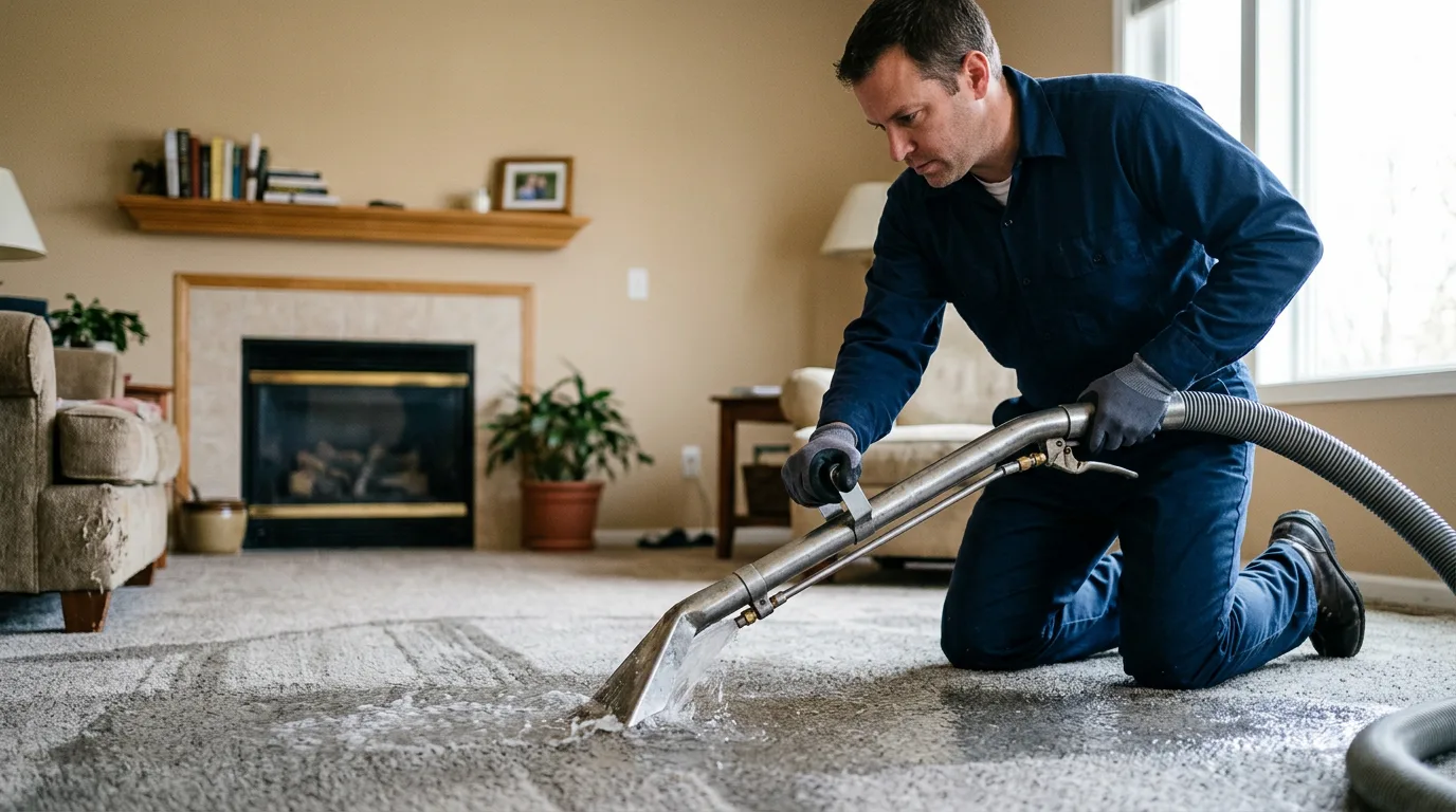 Water damage restoration technician working near Saint Marys, IA